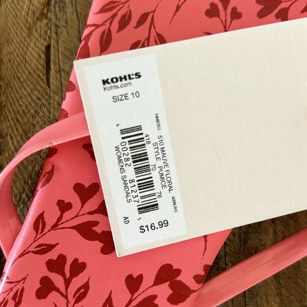 NWT LC Lauren Conrad Pink Red Floral Sandals. Size 10 - Picture 7 of 7